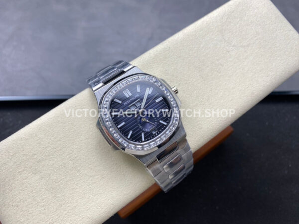 TW Factory Patek Philippe Nautilus 57261A-014 40mm Full Steel Diamond Bezel Blue Dial (5) TW Factory Patek Philippe Nautilus 5726/1A-014 40mm Full Steel Diamond Bezel Blue Dial