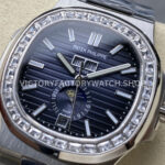TW Factory Patek Philippe Nautilus 57261A-014 40mm Full Steel Diamond Bezel Blue Dial (6) TW Factory Patek Philippe Nautilus 5726/1A-014 40mm Full Steel Diamond Bezel Blue Dial