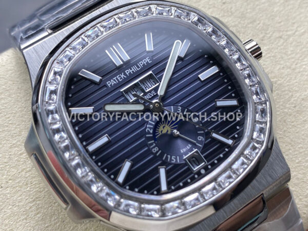TW Factory Patek Philippe Nautilus 57261A-014 40mm Full Steel Diamond Bezel Blue Dial (7) TW Factory Patek Philippe Nautilus 5726/1A-014 40mm Full Steel Diamond Bezel Blue Dial