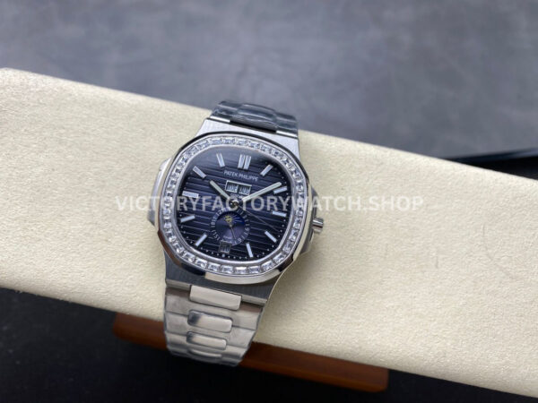 TW Factory Patek Philippe Nautilus 57261A-014 40mm Full Steel Diamond Bezel Blue Dial (8) TW Factory Patek Philippe Nautilus 5726/1A-014 40mm Full Steel Diamond Bezel Blue Dial