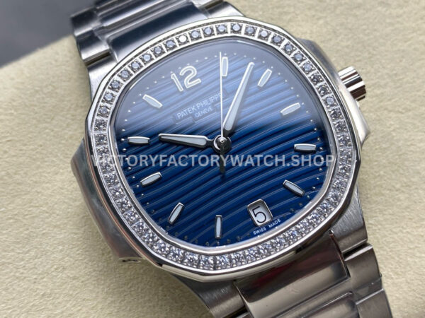 TW Factory Patek Philippe Nautilus 7118/1200A-001 35.2mm Full Steel Diamond Bezel Blue Dial