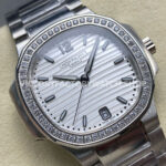TW Factory Patek Philippe Nautilus 71181200A-010 Diamond Bezel White Dial (1) TW Factory Patek Philippe Nautilus 7118/1200A-010 35.2mm Full Steel Diamond Bezel White Dial