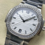 TW Factory Patek Philippe Nautilus 71181200A-010 Diamond Bezel White Dial (8) TW Factory Patek Philippe Nautilus 7118/1200A-010 35.2mm Full Steel Diamond Bezel White Dial