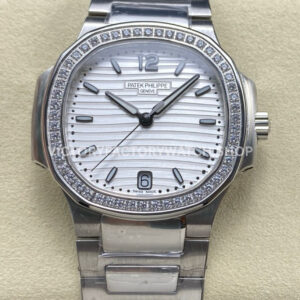 TW Nautilus white dial steel diamond bezel 35.2mm