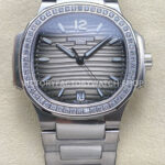 TW Factory Patek Philippe Nautilus 71181200A-011 Diamond Bezel Grey Dial (1) TW Nautilus grey dial steel diamond bezel 35.2mm
