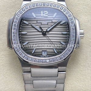 TW Nautilus grey dial steel diamond bezel 35.2mm