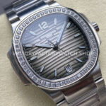 TW Factory Patek Philippe Nautilus 71181200A-011 Diamond Bezel Grey Dial (3) TW Factory Patek Philippe Nautilus 7118/1200A-011 35.2mm Full Steel Diamond Bezel Grey Dial