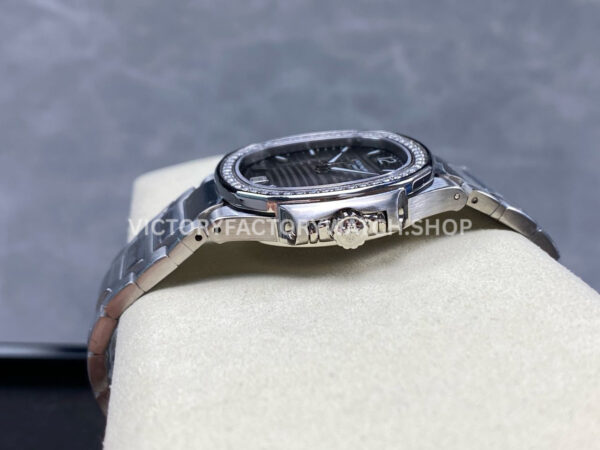 TW Factory Patek Philippe Nautilus 71181200A-011 Diamond Bezel Grey Dial (5) TW Factory Patek Philippe Nautilus 7118/1200A-011 35.2mm Full Steel Diamond Bezel Grey Dial