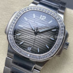 TW Factory Patek Philippe Nautilus 71181200A-011 Diamond Bezel Grey Dial (6) TW Factory Patek Philippe Nautilus 7118/1200A-011 35.2mm Full Steel Diamond Bezel Grey Dial
