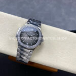 TW Factory Patek Philippe Nautilus 71181200A-011 Diamond Bezel Grey Dial (7) TW Factory Patek Philippe Nautilus 7118/1200A-011 35.2mm Full Steel Diamond Bezel Grey Dial