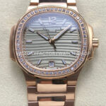 TW Factory Patek Philippe Nautilus 71181200R-010 Rose Gold Diamond Bezel Golden Champagne Dial (2) TW Nautilus 7118 champagne dial rose gold diamond bezel 35.2mm