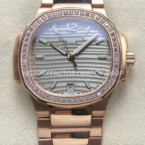 TW Nautilus 7118 champagne dial rose gold diamond bezel 35.2mm