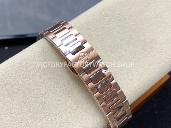 TW Factory Patek Philippe Nautilus 71181200R-010 Rose Gold Diamond Bezel Golden Champagne Dial (5) TW Factory Patek Philippe Nautilus 7118/1200R-010 35.2mm Full Rose Gold Diamond Bezel Golden Champagne Dial
