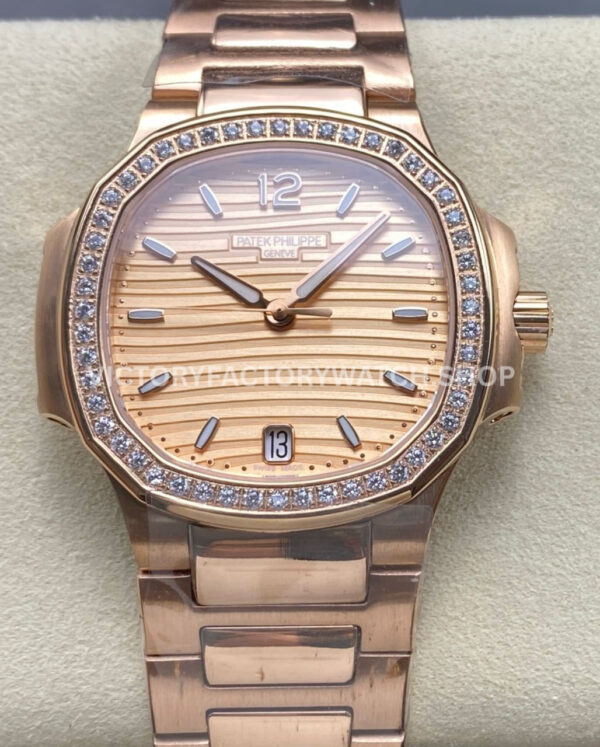 TW Nautilus golden brown dial two tone diamond bezel 35.2mm