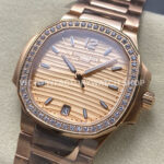 TW Factory Patek Philippe Nautilus 7118/1200R-010 35.2mm Full Rose Gold Diamond Bezel Golden brown Dial