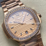 TW Factory Patek Philippe Nautilus 7118/1200R-010 35.2mm Full Rose Gold Diamond Bezel Golden brown Dial