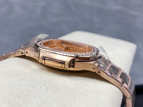 TW Factory Patek Philippe Nautilus 7118/1200R-010 35.2mm Full Rose Gold Diamond Bezel Golden brown Dial