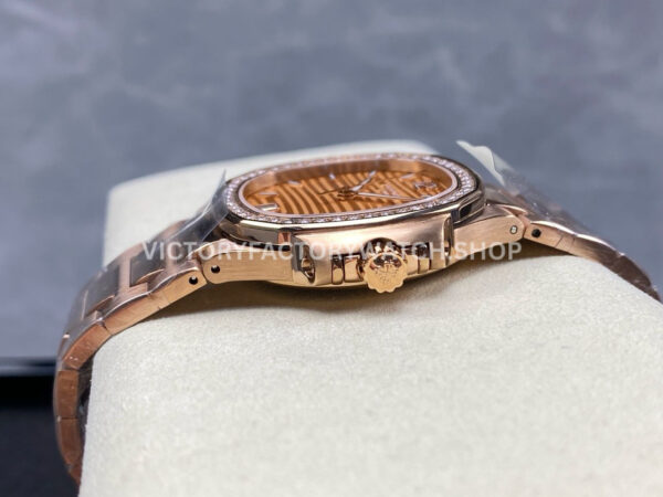 TW Factory Patek Philippe Nautilus 7118/1200R-010 35.2mm Full Rose Gold Diamond Bezel Golden brown Dial
