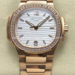 TW Factory Patek Philippe Nautilus 71181R-001 Rose Gold Diamond Bezel White Dial (2) TW Nautilus rose gold white dial diamond bezel 35.2mm