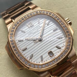 TW Factory Patek Philippe Nautilus 71181R-001 Rose Gold Diamond Bezel White Dial (4) TW Factory Patek Philippe Nautilus 71181R-001 35.2mm Full Rose Gold Diamond Bezel White Dial