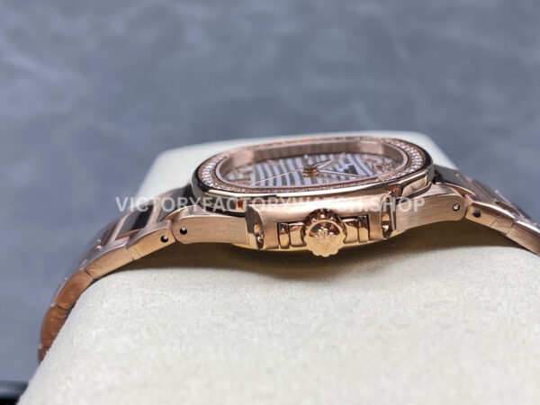 TW Factory Patek Philippe Nautilus 71181R-001 Rose Gold Diamond Bezel White Dial (6) TW Factory Patek Philippe Nautilus 71181R-001 35.2mm Full Rose Gold Diamond Bezel White Dial