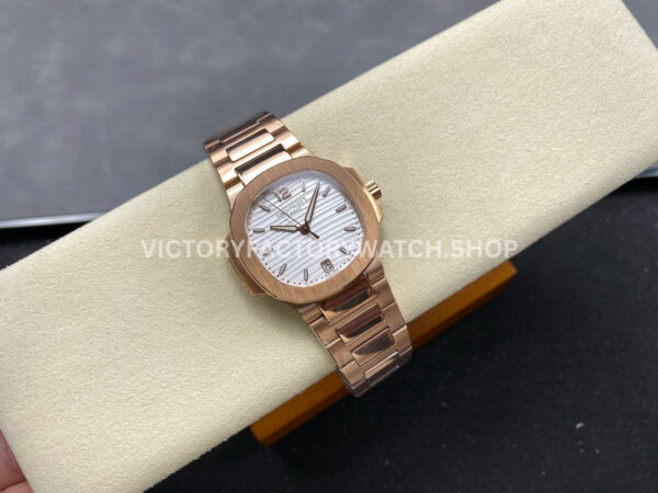 TW Factory Patek Philippe Nautilus 71181R-001 Rose Gold White Dial (2) TW Factory Patek Philippe Nautilus 7118/1R-001 35.2mm Full Rose Gold White Dial