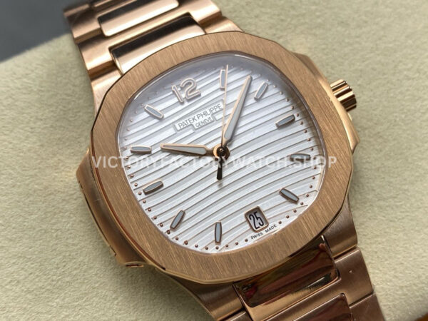 TW Factory Patek Philippe Nautilus 71181R-001 Rose Gold White Dial (6) TW Factory Patek Philippe Nautilus 7118/1R-001 35.2mm Full Rose Gold White Dial