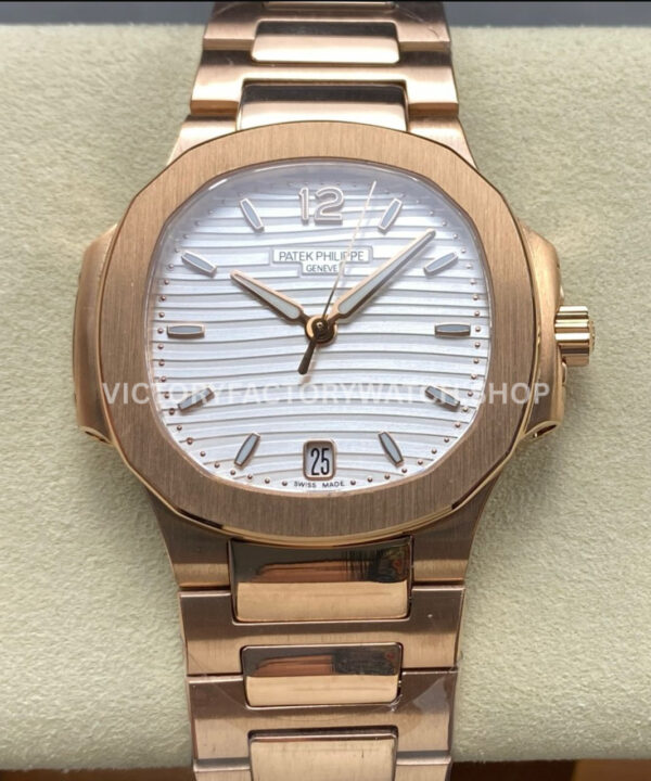 TW Factory Patek Philippe Nautilus 71181R-001 Rose Gold White Dial (9) TW Nautilus 7118 white dial rose gold 35.2mm dress style