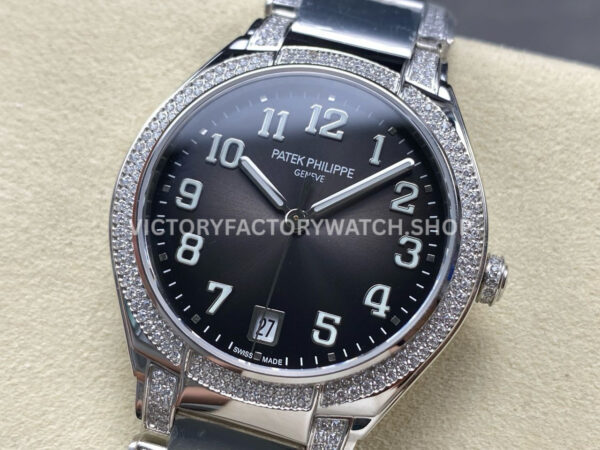 TW Factory Patek Philippe Twenty~4 7300/1200A-010 36mm Diamond Bezel Arabic Numerals Grey Dial