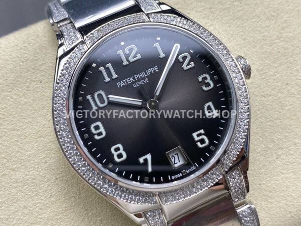 TW Factory Patek Philippe Twenty~4 7300/1200A-010 36mm Diamond Bezel Arabic Numerals Grey Dial