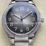 TW Factory Patek Philippe Twenty~4 73001200A-010 Diamond Bezel Grey Dial (1) TW Factory Patek Philippe Twenty~4 7300 grey dial diamond bezel