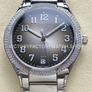 TW Factory Patek Philippe Twenty~4 73001200A-010 Diamond Bezel Grey Dial (1) TW Factory Patek Philippe Twenty~4 7300 grey dial diamond bezel