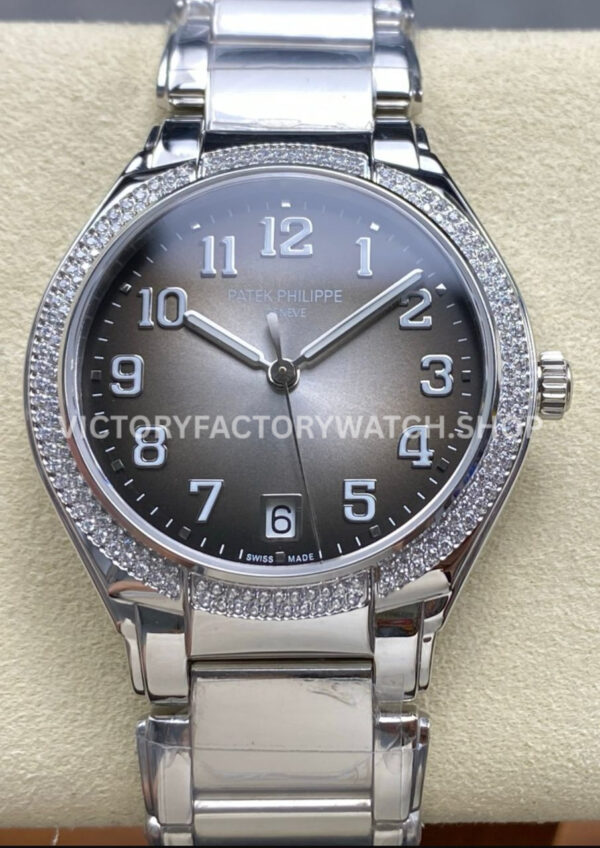 TW Factory Patek Philippe Twenty~4 73001200A-010 Diamond Bezel Grey Dial (1) TW Factory Patek Philippe Twenty~4 7300 grey dial diamond bezel