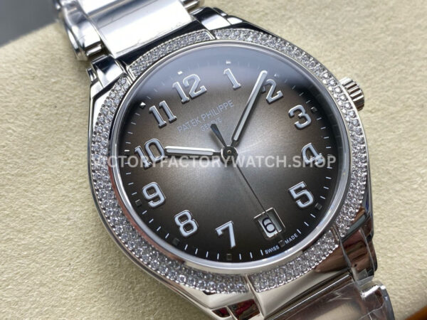 TW Factory Patek Philippe Twenty~4 73001200A-010 Diamond Bezel Grey Dial (2) TW Factory Patek Philippe Twenty~4 7300/1200A-010 36mm Diamond Bezel Grey Dial
