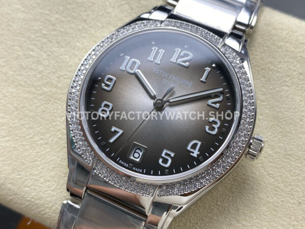 TW Factory Patek Philippe Twenty~4 73001200A-010 Diamond Bezel Grey Dial (3) TW Factory Patek Philippe Twenty~4 7300/1200A-010 36mm Diamond Bezel Grey Dial