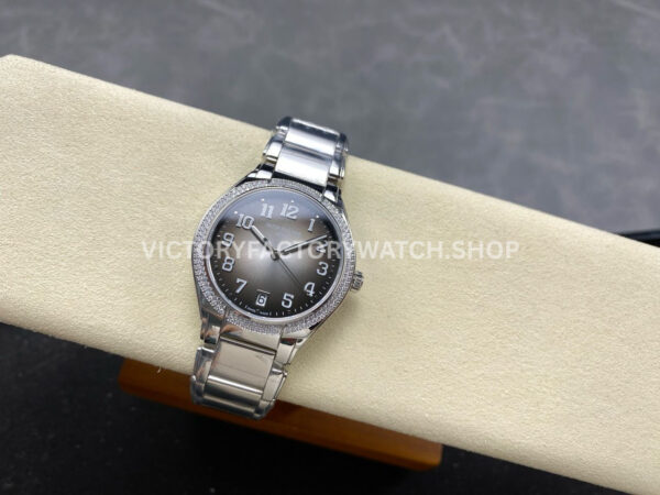 TW Factory Patek Philippe Twenty~4 73001200A-010 Diamond Bezel Grey Dial (5) TW Factory Patek Philippe Twenty~4 7300/1200A-010 36mm Diamond Bezel Grey Dial