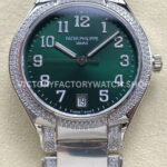 TW Factory Patek Philippe Twenty~4 7300 green Arabic numerals diamond bezel