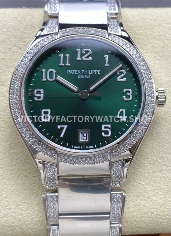 TW Factory Patek Philippe Twenty~4 7300 green Arabic numerals diamond bezel