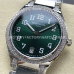 TW Factory Patek Philippe Twenty~4 73001200A-011 36mm Diamond Bezel Arabic Numerals Green Dial