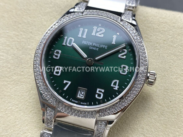 TW Factory Patek Philippe Twenty~4 73001200A-011 36mm Diamond Bezel Arabic Numerals Green Dial