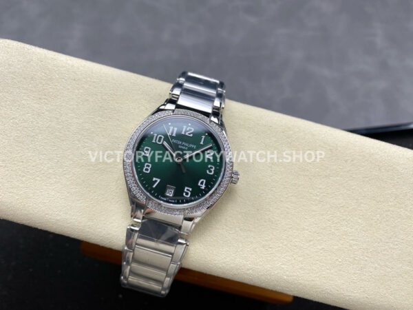 TW Factory Patek Philippe Twenty~4 73001200A-011 Diamond Bezel Green Dial (1) TW Factory Patek Philippe Twenty~4 7300/1200A-011 36mm Diamond Bezel Green Dial