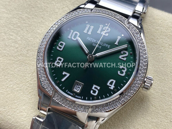 TW Factory Patek Philippe Twenty~4 73001200A-011 Diamond Bezel Green Dial (3) TW Factory Patek Philippe Twenty~4 7300/1200A-011 36mm Diamond Bezel Green Dial