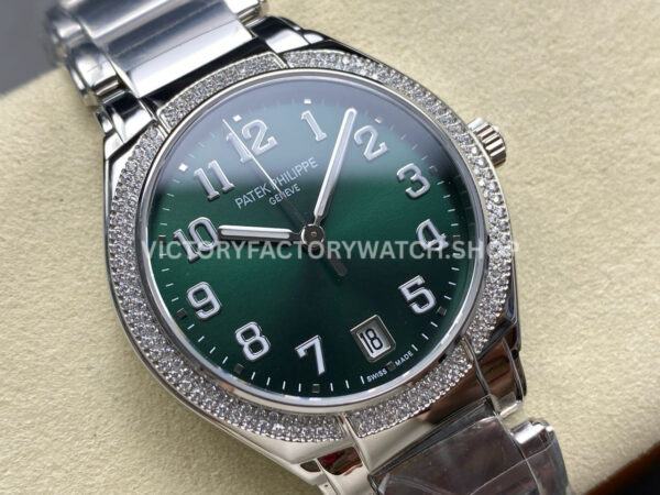 TW Factory Patek Philippe Twenty~4 73001200A-011 Diamond Bezel Green Dial (4) TW Factory Patek Philippe Twenty~4 7300/1200A-011 36mm Diamond Bezel Green Dial