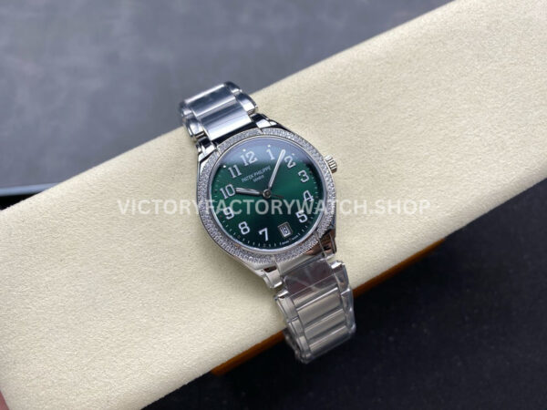 TW Factory Patek Philippe Twenty~4 73001200A-011 Diamond Bezel Green Dial (6) TW Factory Patek Philippe Twenty~4 7300/1200A-011 36mm Diamond Bezel Green Dial