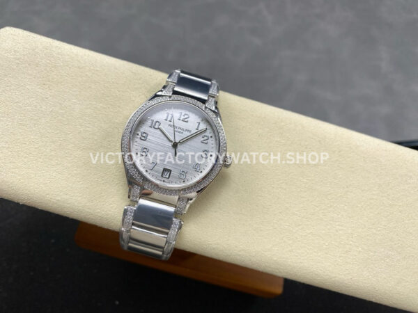 TW Factory Patek Philippe Twenty~4 7300/1200A 36mm Diamond Bezel Arabic Numerals White Dial