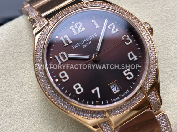 TW Factory Patek Philippe Twenty~4 7300/1200R-001 36mm Rose Gold Diamond Bezel Brown Dial