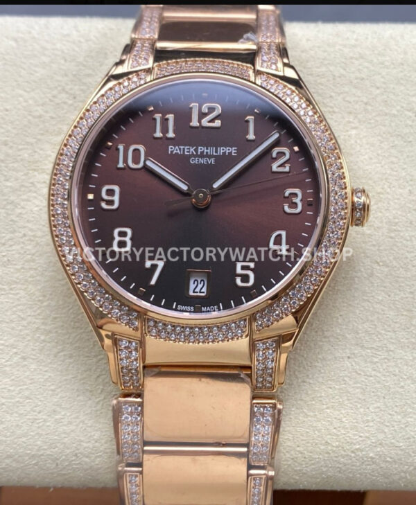 TW Factory Patek Philippe Twenty~4 7300 brown dial rose gold diamond bezel