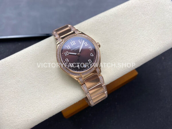 TW Factory Patek Philippe Twenty~4 7300/1200R-001 36mm Rose Gold Diamond Bezel Brown Dial