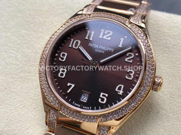 TW Factory Patek Philippe Twenty~4 7300/1200R-001 36mm Rose Gold Diamond Bezel Brown Dial