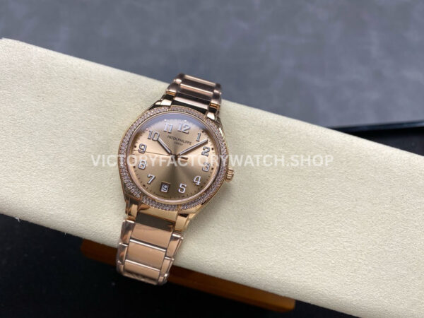 TW Factory Patek Philippe Twenty~4 7300/1200R-001 36mm Rose Gold Diamond Bezel Brown Dial